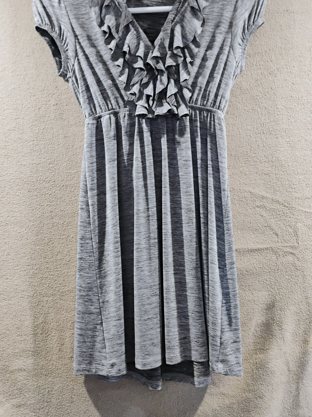 Speechless Gray Ruffle V-Neck Dress